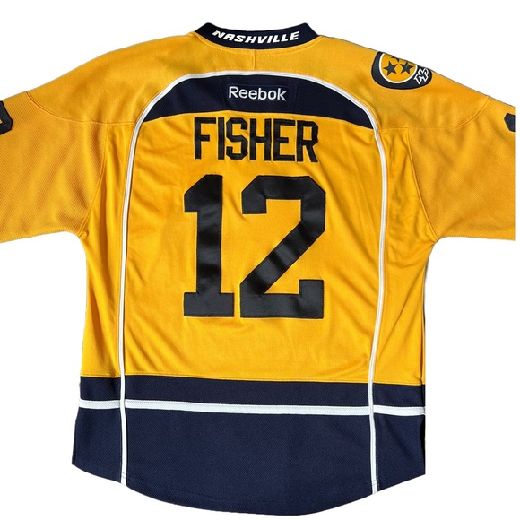 REEBOK / NASHVILLE PREDATORS / NHL GOLD RARE MIKE FISHER #12 SIGNED JERSEY - Picture 5 of 13